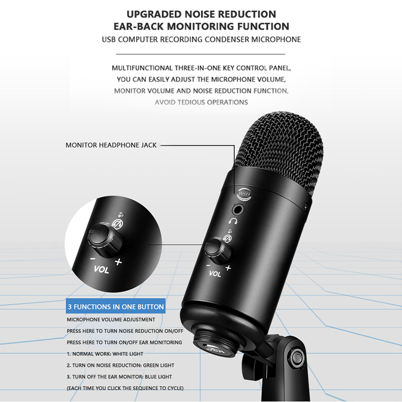 BSB K66 USB Microphone Metal Condenser Microphone for Recording