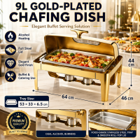 lencon 9L/13.5L Capacity Buffet Food Warmer 1/2/3 Compartments Knob Temperature Control Stainless Steel with Transparent