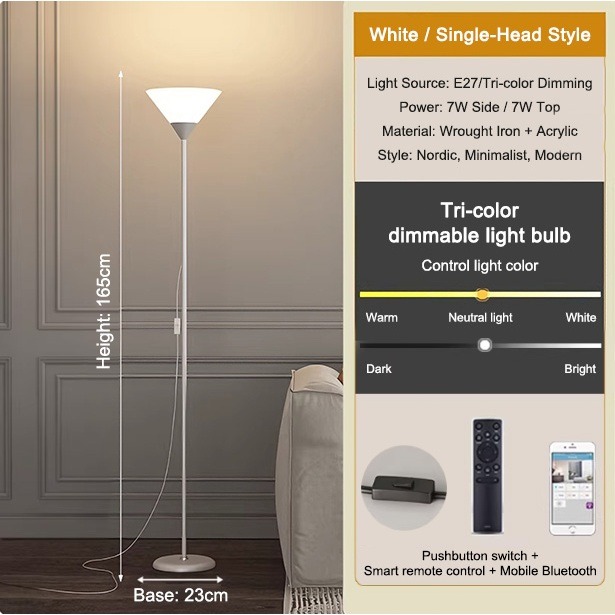 JUANS HOME Double-Headed Mother-and-Child Floor Lamp for Reading Standing Living Room Lighting