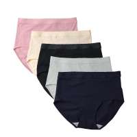 FallSweet 5Pcs/Pack Panties For Ladies High Waist Cotton Panties Woman Solid Color Comfortable Plus Size Underpants M-XXXL (3 Days Delivery)