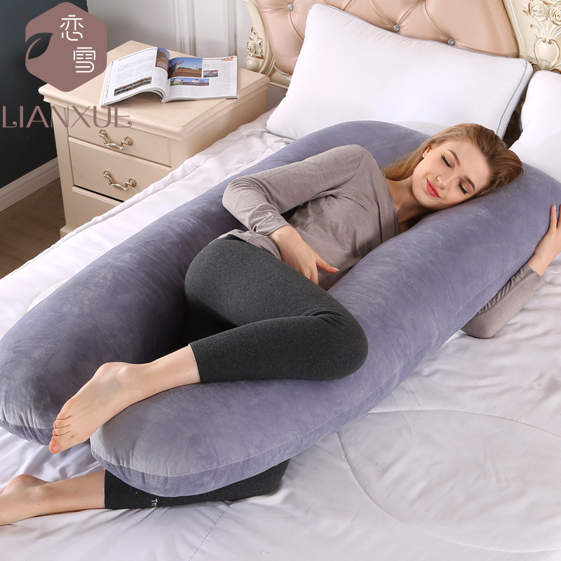Crystal Velvet Maternity Pillow U shape Dismantled Pregnancy Pillow Pillow Contains Pillow Core