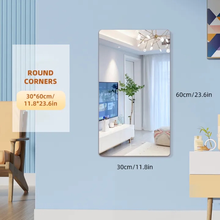 HD Body Wall Mirror Acrylic Mirror Arched 60/30cm Self Adhesive Mirror