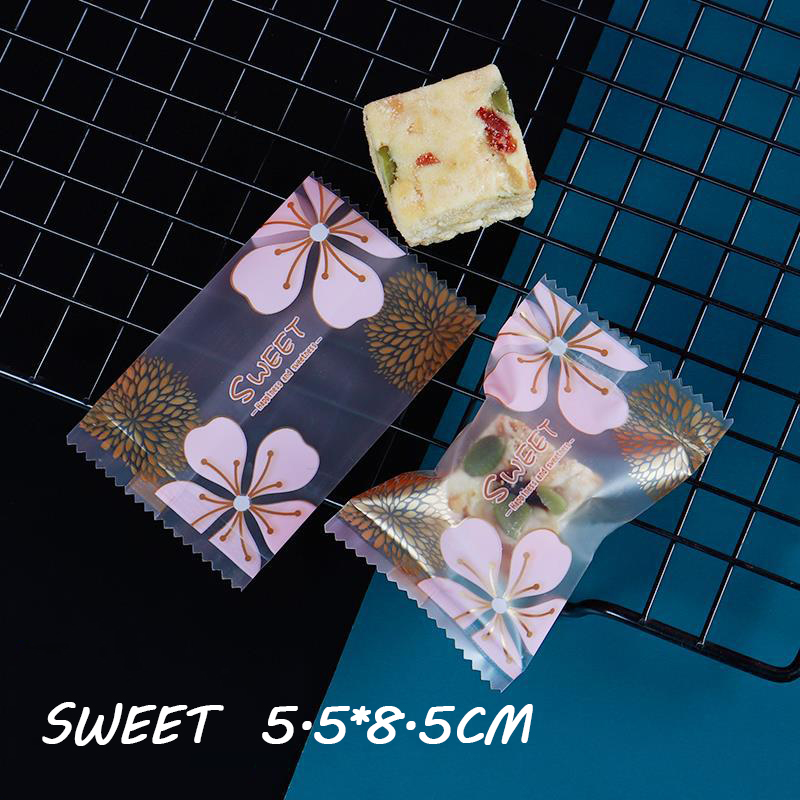 100pcs 5.5x8.5CM Handmade Gold Purple White Cookie Bag Pastry Wrapper Polvoron Wrapper