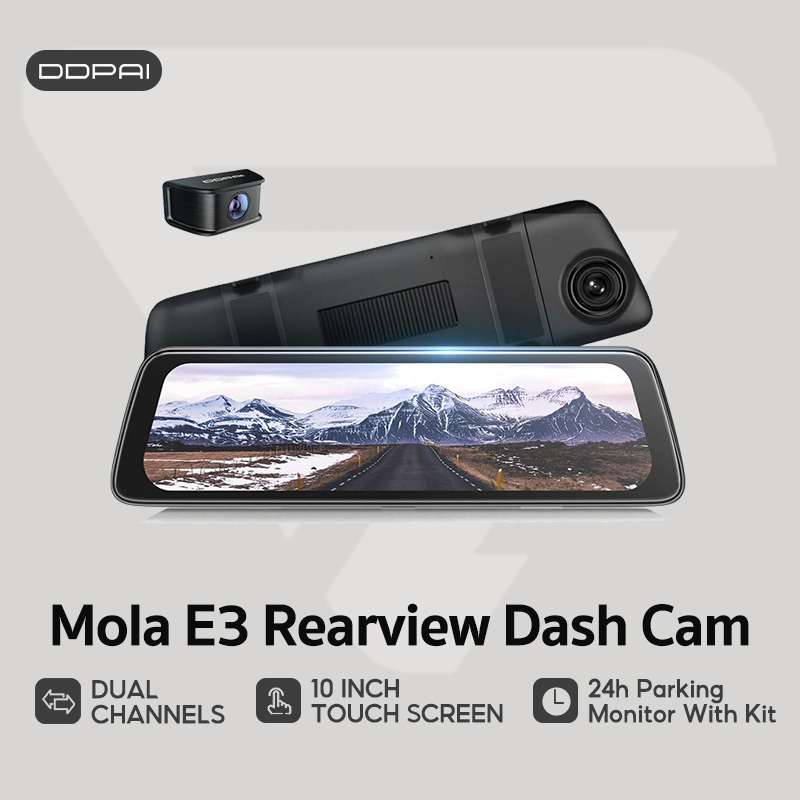 DDPAI Mola E3 Rearview Dash Cam 2K 1440p HD 10 inch Touch Full