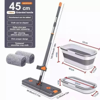Greensindoor 45CM Width 360° Rotating Extra Large Flat Mop Floor Cleaning Automatic Dehydration Microfiber Squeeze Mop