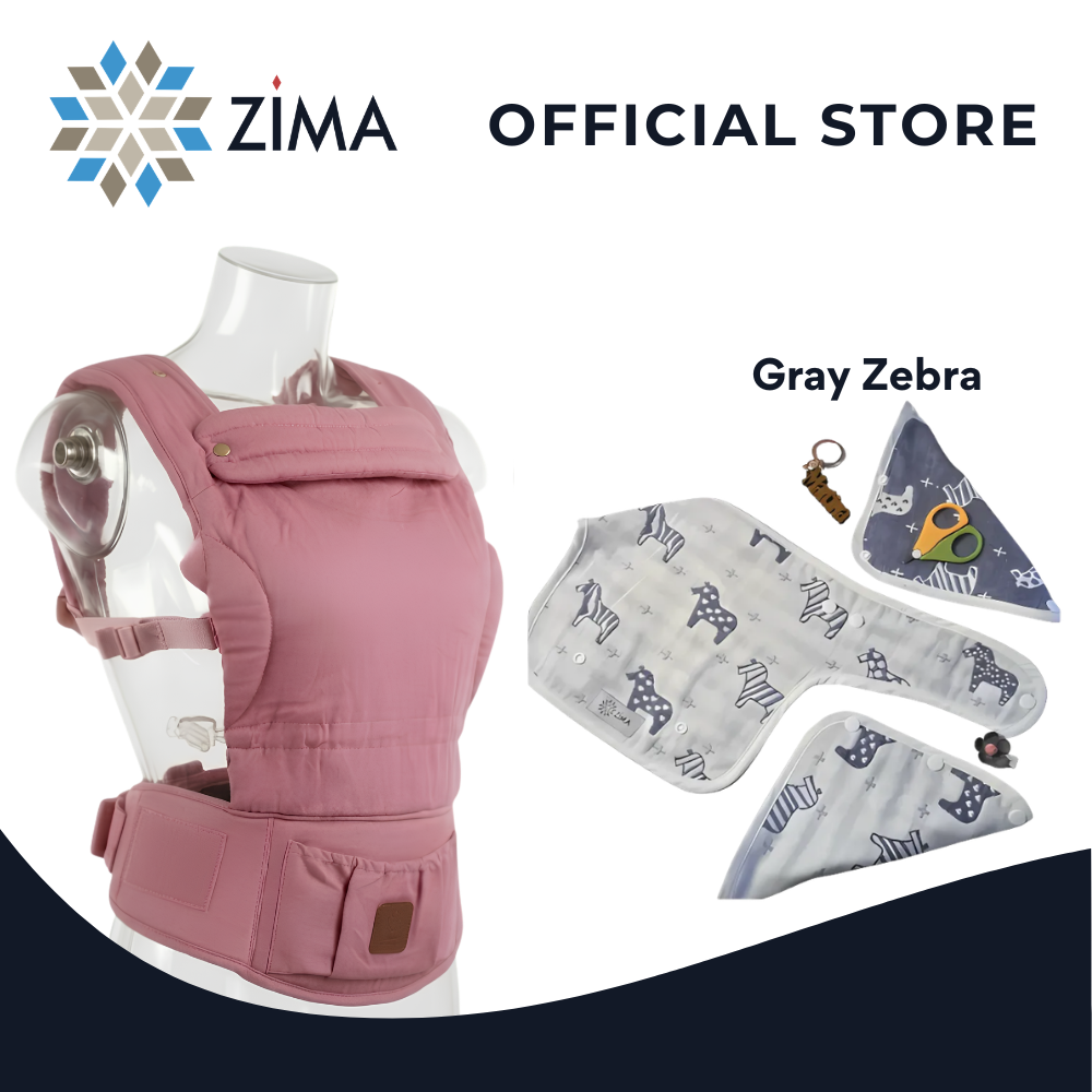 Zima Linen Newborn Essentials Set (Linen Carrier + Drool Pads)