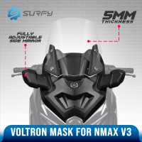 Nmax V3 Turbo Voltron Mask with Side Mirror And Visor 5mm Clear Windshield Carbon Design