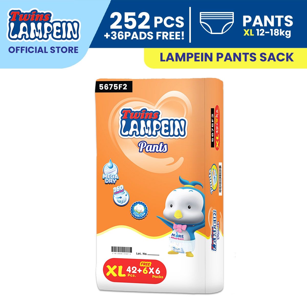 (Online Laz Exclusive) Twins Lampein Pants XL 252pcs +36pads free