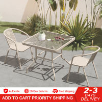 Coospro Outdoor Furniture Garden Set Champagne Color Outside Table and Chairs for Balcony&Terrace