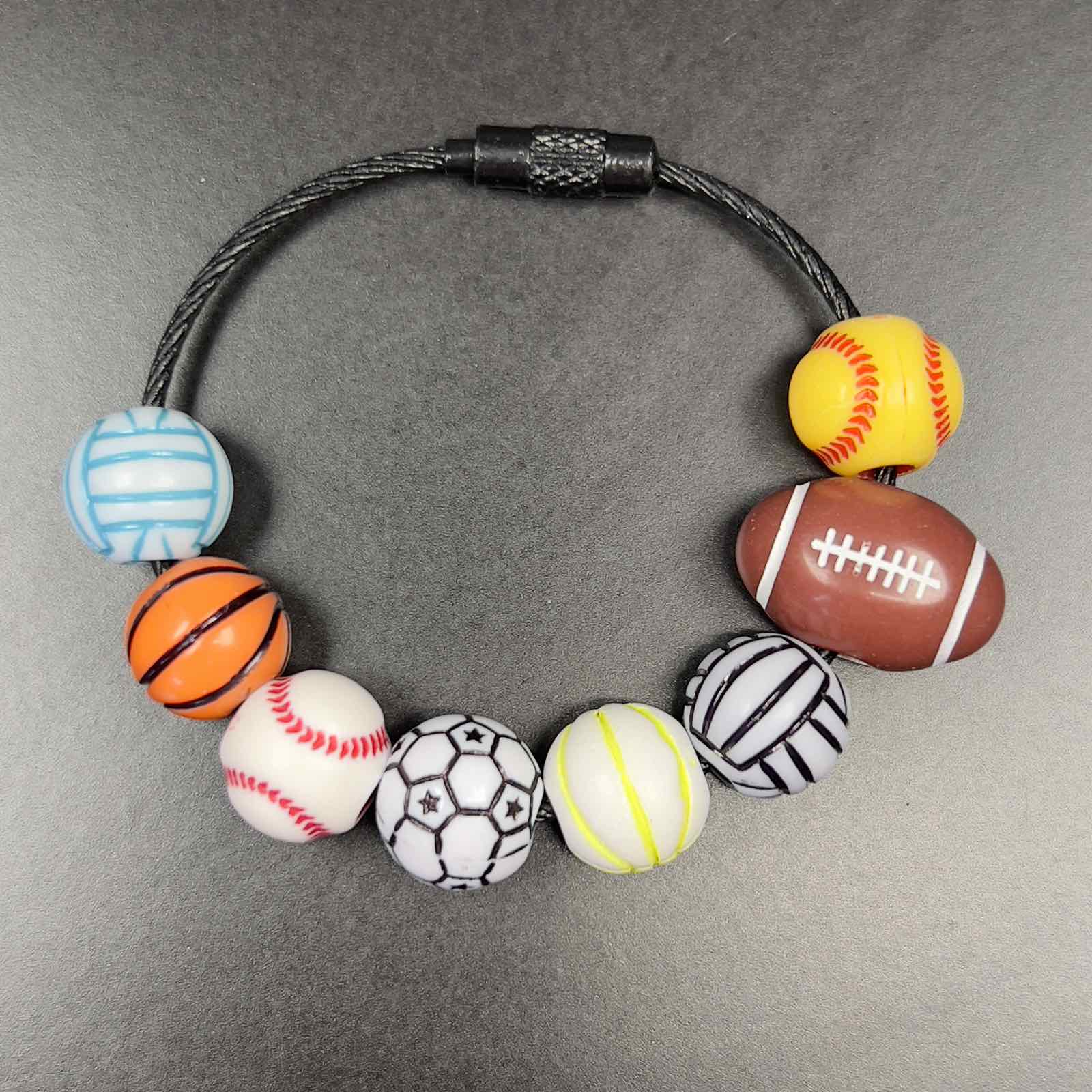 Veeds 5 Pcs Sport Ball Bead 12-8mm Random Big Hole DIY Beads Art and Craft