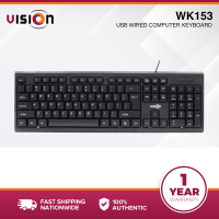 VISION WK153 USB Wired Keyboard – Sleek office-style design for PC and laptop. Comfortable and responsive keys plug-and-play USB connection durable and compact layout. Perfect for work-from-home office tasks study and daily productivity.