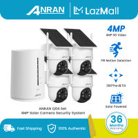 ANRAN CCTV Security System Set Package 4 Channel 4MP Camera Solar CCTV Security System with 4CH DVR PIR Detection Night Vision Waterproof CCTV Camera Connect Cellphone Q04-KIT，32GB SD Card