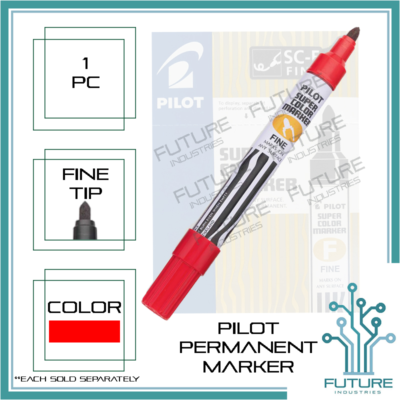 Pilot Marking Pen Pilot Super Color Permanent Marker Writing Pen Pentel Pen BLACK BLUE RED Fine Tip Sold Per (1) Pc [Future Industries]