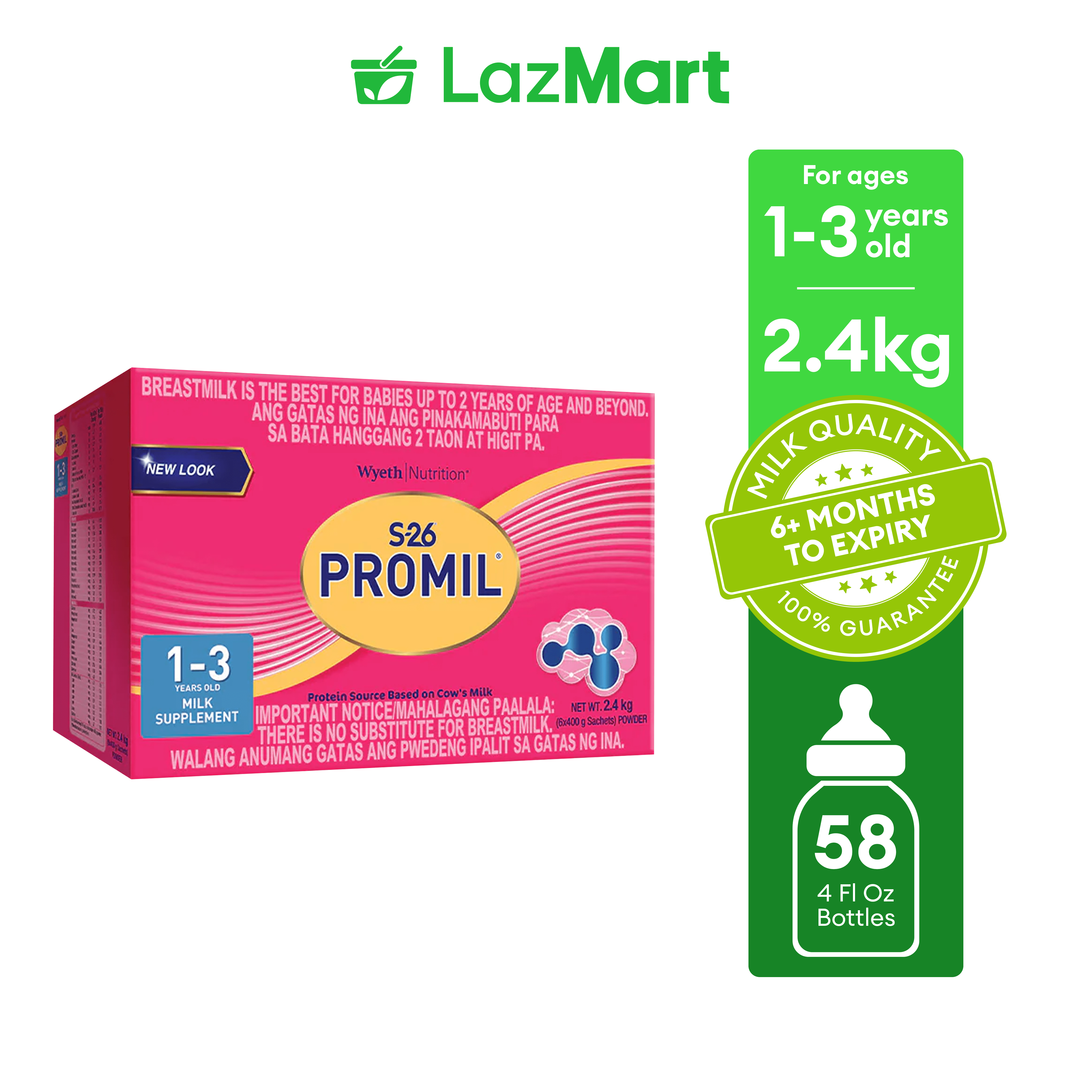 Wyeth® S-26® Promil® Three milk supplement for kids 1-3 years old bag in box 2.4kg
