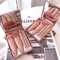 5 in 1 Makeup Brush set Travel Portable Eyeshadow Brush Lip Cosmetics For Face Makeup Brush Kit makeup brush set with built-in mirror