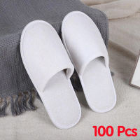 HIONE 10/20/30/50/100 Pcs Disposable Slippers Household Towelling Closed Toe Hotel Slipper Spa Shoes Slippers COD