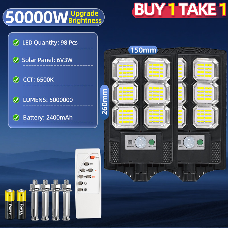 EEKOO Heavy Duty 80000 Watts LED Solar Street Lights Outdoor with solar panel Waterproof IP68 Wireless Flood Light All-in-One Auto-sensing for Garage Garden Yard 5Years warranty