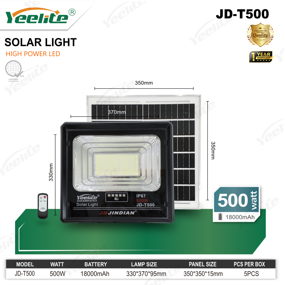 YEELITE [ BUY 1 TAKE 1 ] 50W-500W High Brightness light IP67 LED Solar Flood Light with Remote Control for Outdoor Lighting POWER LIGHT genuine