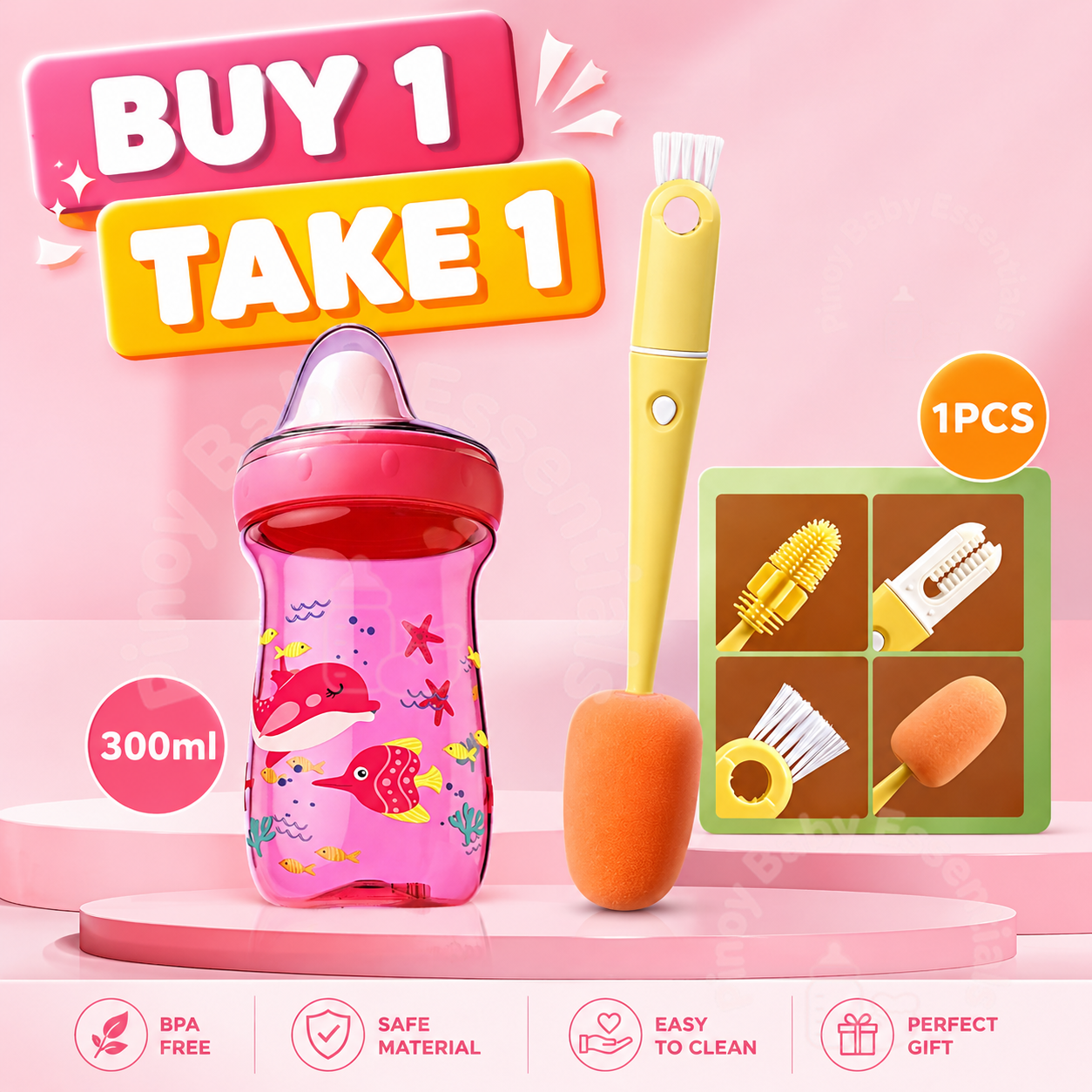 300ML Baby Cup Anti-Fall Leak-Proof Duckbill Spout BPA Free Toddler Training Cup for Self-Drinking