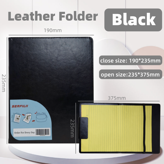 LONG Foldable Leather Folder Clipboard File Folder Writing Pad Paper Organizer Fit Yellow Pad