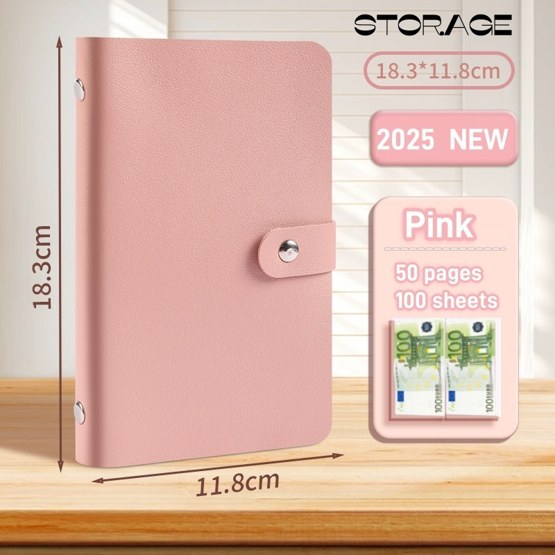 2026 New Wallet Savings Organizer With Password Lock 100 Envelope Saving Challenge Money Savings Binder Wallet For Paper Bills Wallet With Password Lock Money Book Savings Large Capacity Money Organizer For Budgeting Waterproof PU Leather