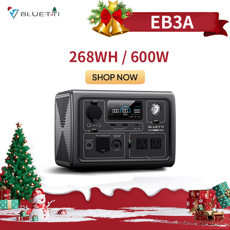 Store Events】 Bluetti EB3A 84000mAh 600W (Inverter power 1200W) Power  Station Solar Generator 220V LiFePO4 Battery for Camping Hiking
