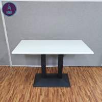 White Rectangular Dining Table Fiberglass 120 x 60 cm 4 Seater Water Resistant Restaurant Coffee Shop Cafe