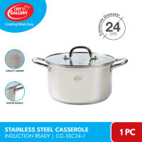 Chefs Gallery Stainless Steel Casserole 20cm/24cm | Induction Ready | Stainless Steel Riveted Handle | CG-SSC20-1/CG-SSC24-1