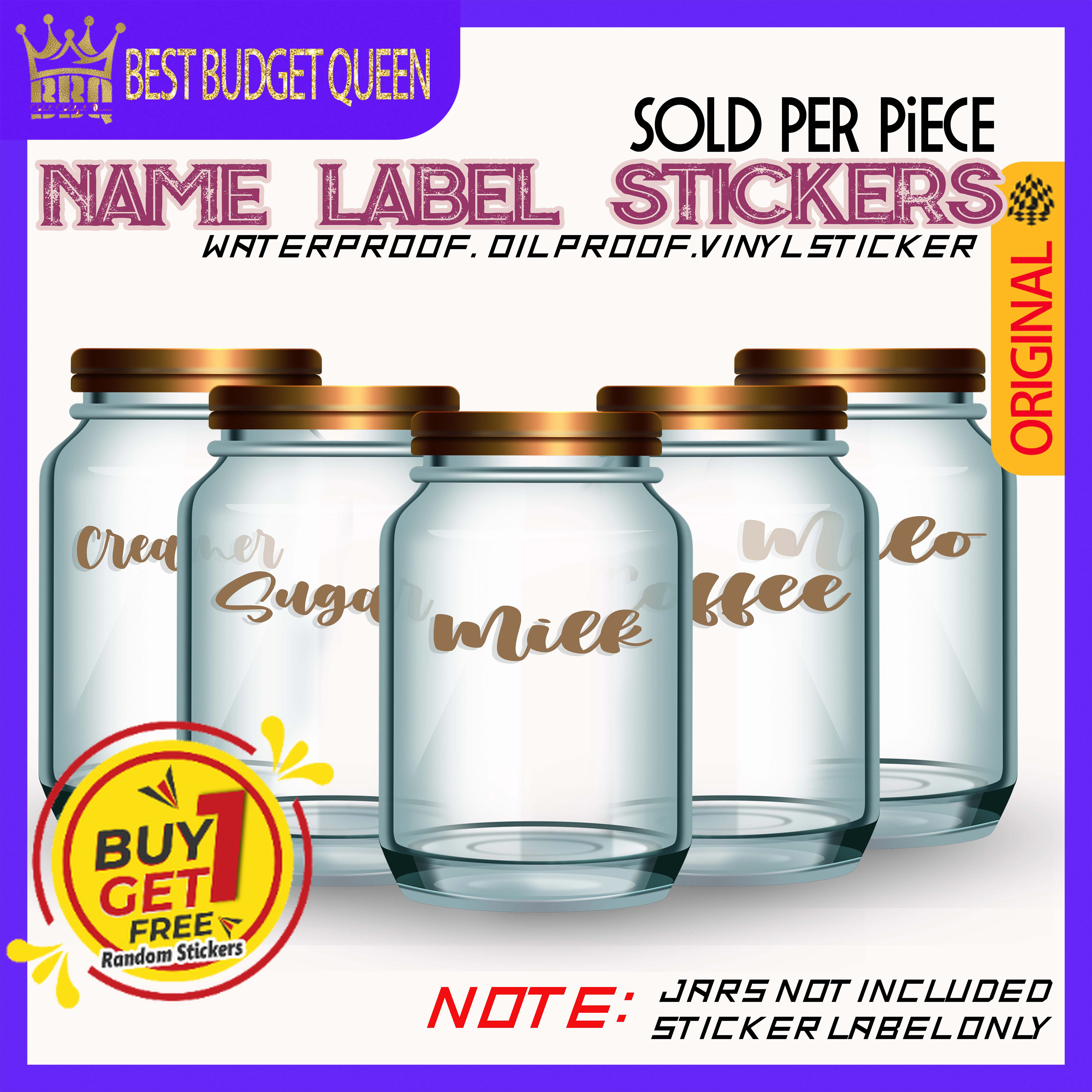 Vinyl Sticker Label for kitchen and pantry Condiments waterproof stickers tagging - Jeha