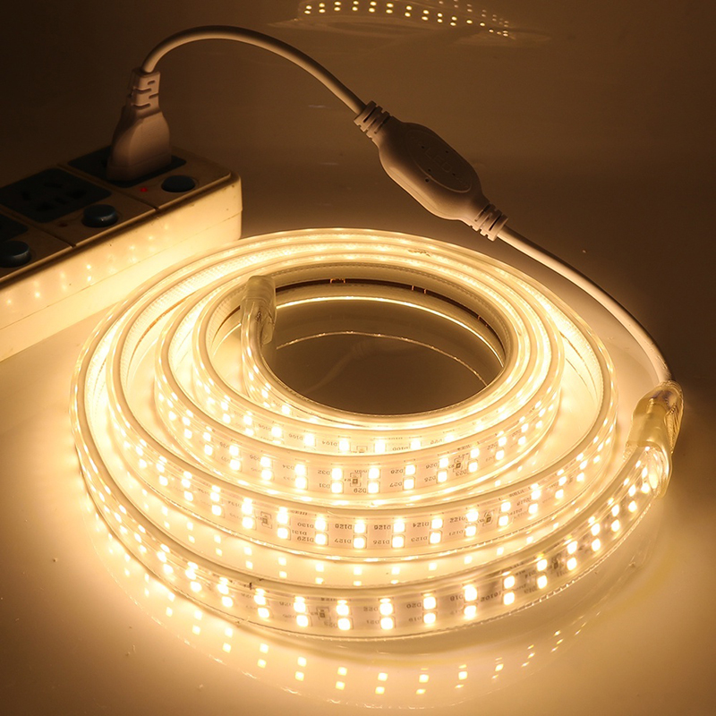 LED Strip Light 220V With Plug Indoor Outdoor Flexible Light Strip White Warm RGB Waterproof Christmas Lamp ALINLT
