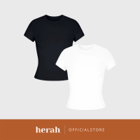 Herah Short Sleeve Seamless Tshirt for Women Fitted Top Body Hugging Tops Tees Plus Size 2pcs
