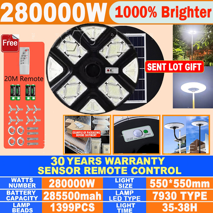 [Free shipping]UFO Solar Street Light Outdoor Waterproof IP67 500000W Heavy Duty Energy Saving Solar Lights Garden Motion Sensor Automatic Spot light With Solar Panel remoter control Stable light Radar mode