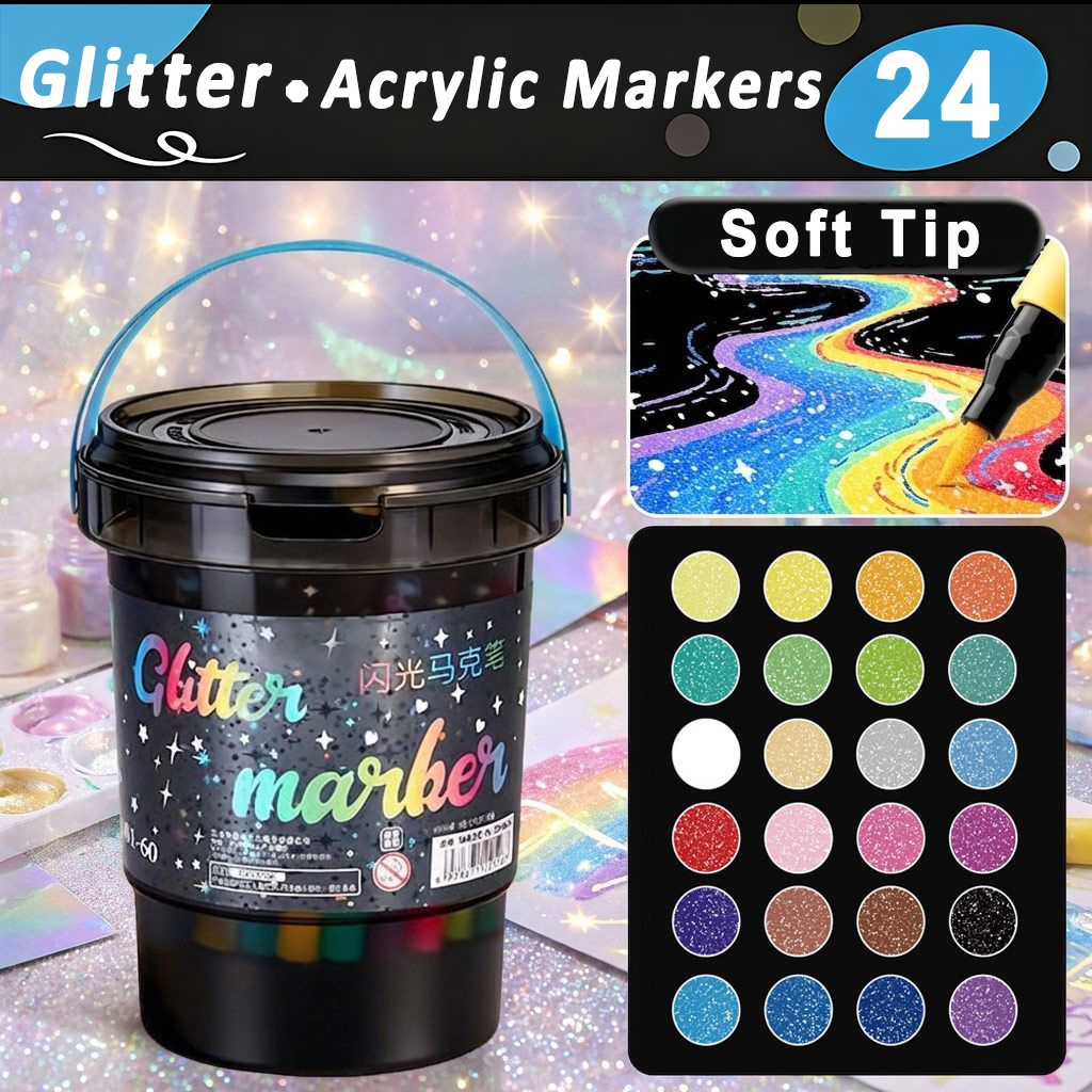 120Colors Acrylic Markers Glitter Drawing Color Pen Set Metallic Outline Marker Pens Art Painting