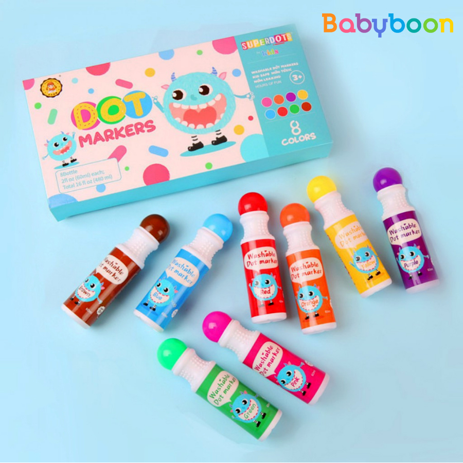 SUPERDOTS Monster Big Dot Markers dauber Kid-safe Non-Toxic (8 Colors - 60ml)