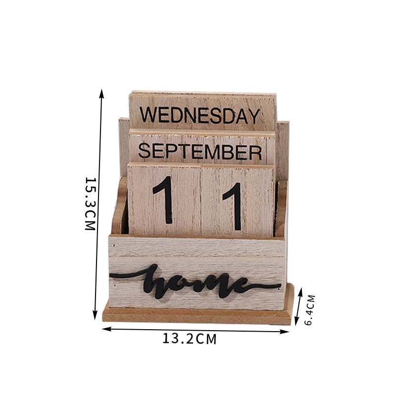 1pc Creative Wooden Desk Calendar Office Ins Style Desktop Decoration Home Office Calendar Day Date