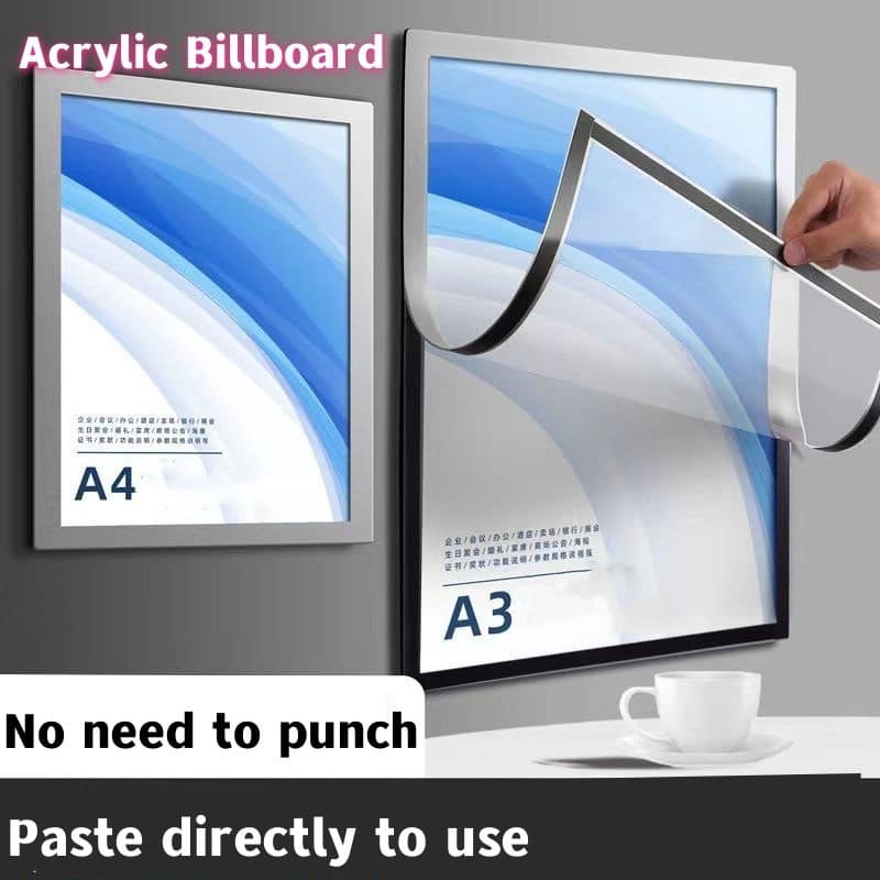 Self-Adhesive Magnetic Sign Holder Wall sticker Display Card A4 A3 PVC Magnetic Document Sign Holder