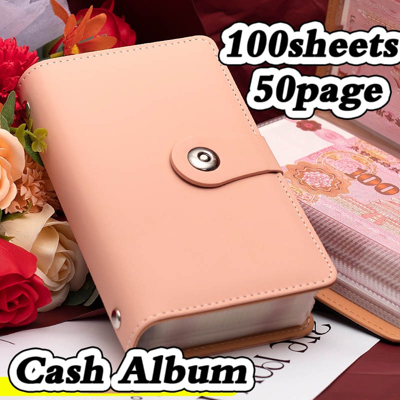 Save Money 100 Envelopes Money Saving Challenge Large Capacity A6 PU Album Cash Book Thickera