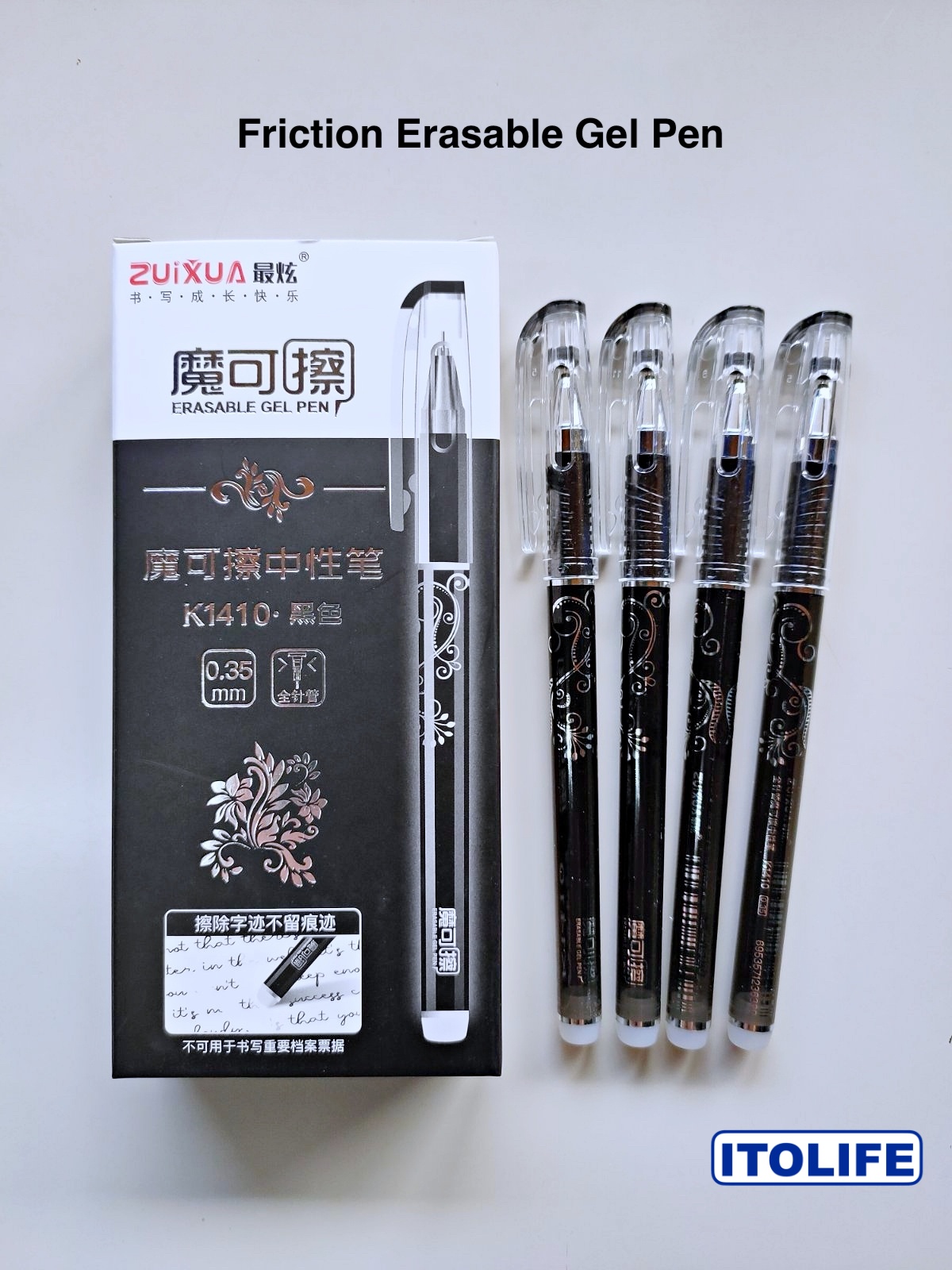 Zuixua Friction Erasable Gel Pen K1410- Box of 12pcs (Black Ink)