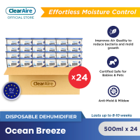 ClearAire Disposable Dehumidifier Ocean Breeze - 1 Box (500ml x 24) - Clothing protection - Long lasting protection from Mold & Mildew