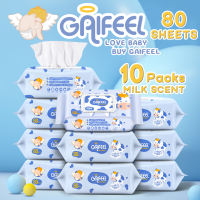 GAIFEEL Baby Wipes Milk Scent Baby Wipes 80PCS Pack of 10