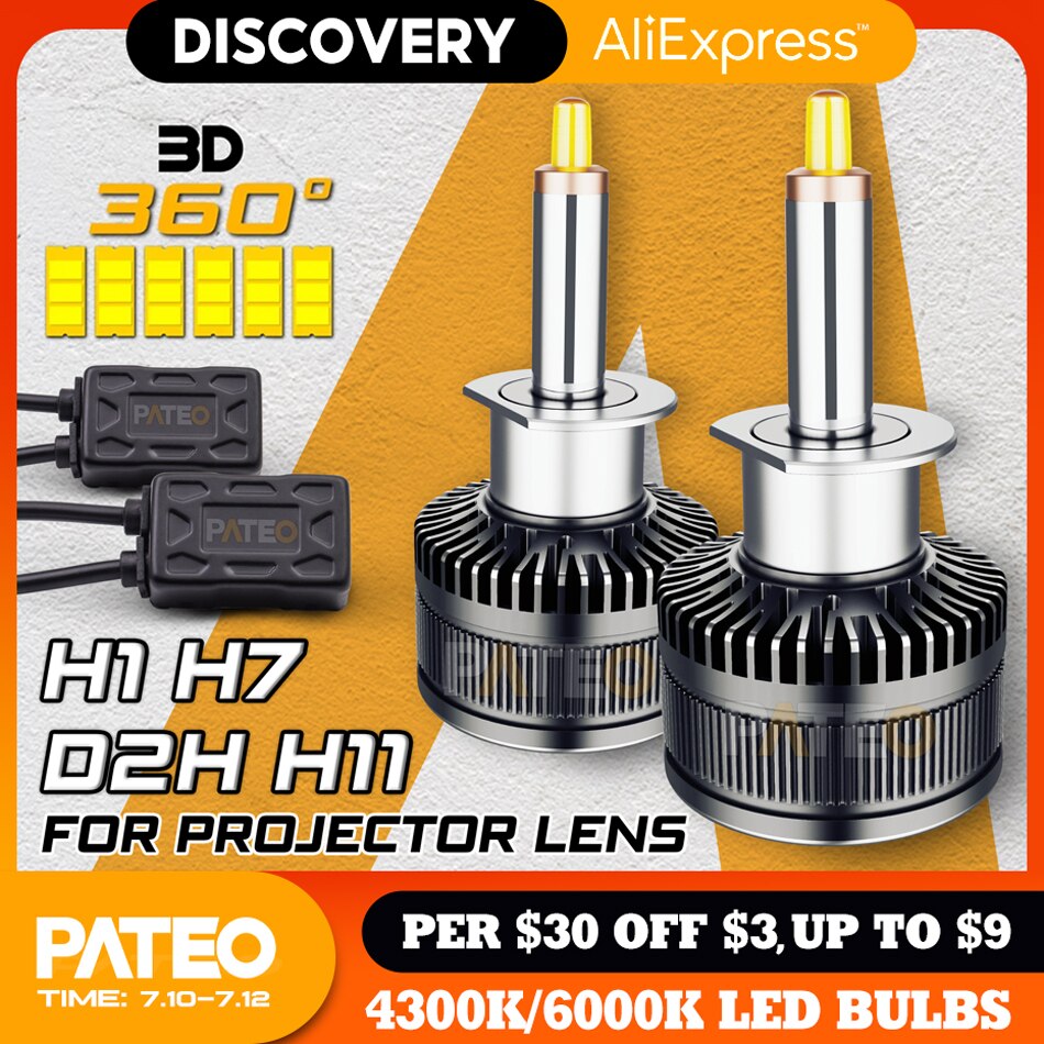 PATEO H7 H1 LED D2S D2H H11 9005 9006 Projector LED Headlight Bulb
