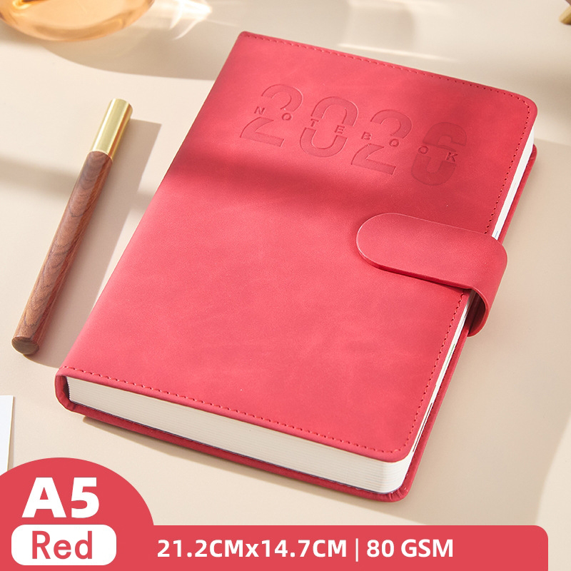 2026 Planner Leather Case Calendar Weekly Diary Schedule Notebook With Buckle Lock Office Stationery