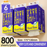 【6 Packs】 LamPure Air Cushion Hanging Facial Tissue – 800 Sheets per Pack 3‑Ply 175mm x 130mm Virgin Wood Pulp Three‑Layer Thickened Skin‑Friendly & Soft 3‑Year Shelf Life