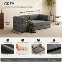 DreamHug Foldable Sofa Bed Dual-Purpose Full SpongeRoll Pack Compressed Fabric Sofa with Handrail Sizes: 1.5 / 1.8 / 2M Applicable to Living Room Small Living Room Sofa Set Offered