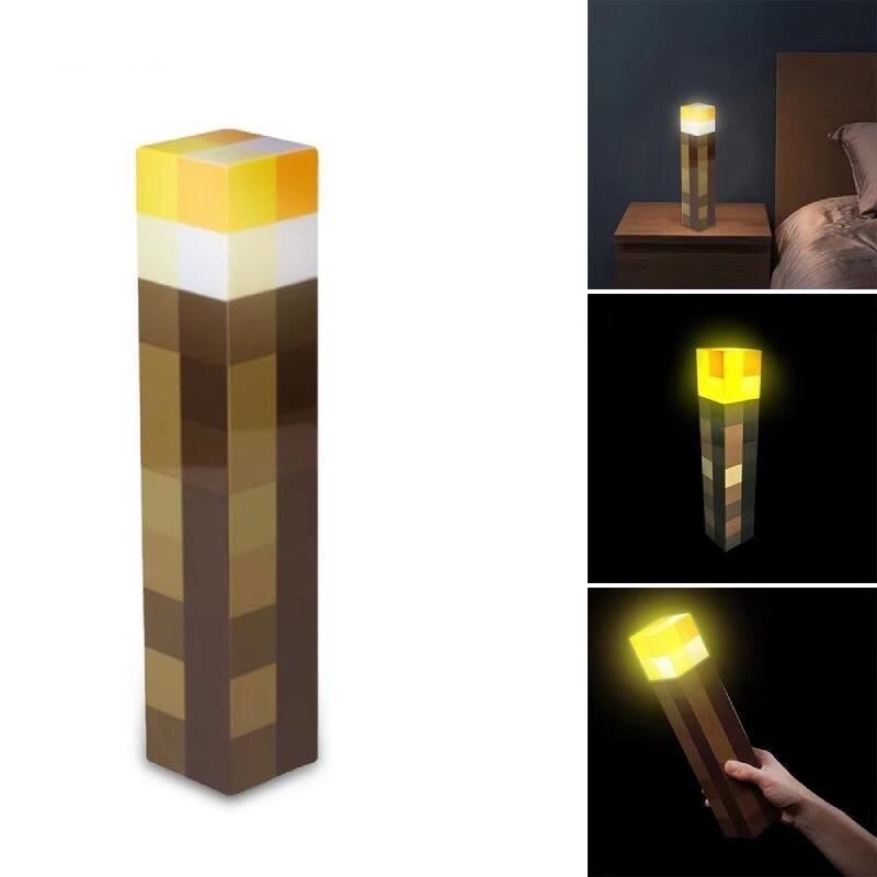 12.6 Inch Original Minecraft Toy Torch Light with Wall Mountable Four Colour LED Night Light Minecraft Torch Light Lamp for Kids Gift USB Rechargeable for Torch Lamp Kids Bedroom Living Room Gaming Room Decoration for Costume Cosplay Role Play