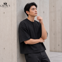 Crown Plain Boxy Cropped Oversized Tshirt for Men & Women Loose Fit Plus Size Trendy Tops Collection