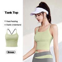 FUYOGI Womens Yoga Shockproof Cross Strap Tank Top With Fixed Chest Pads For Running Fitness