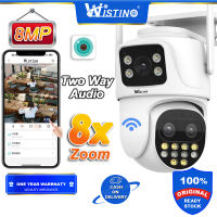 Wistino 4K 8MP IP Camera WiFi Three Lens 8X Zoom Outdoor Dual Screen PTZ CCTV Video Surveillance Security Protection Auto Tracking Icsee