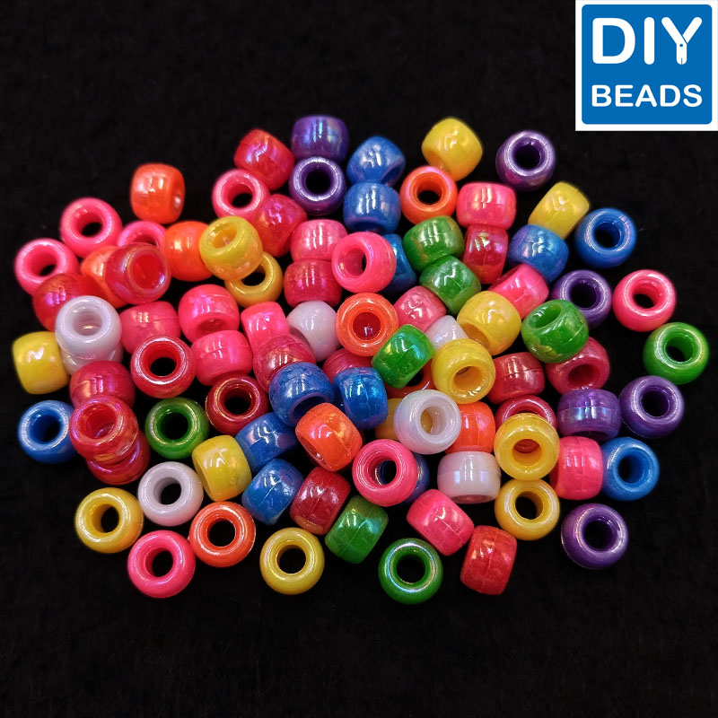 Diy Beads Chalk Assorted Macaroni Small Rainbow 9mm (250grams)