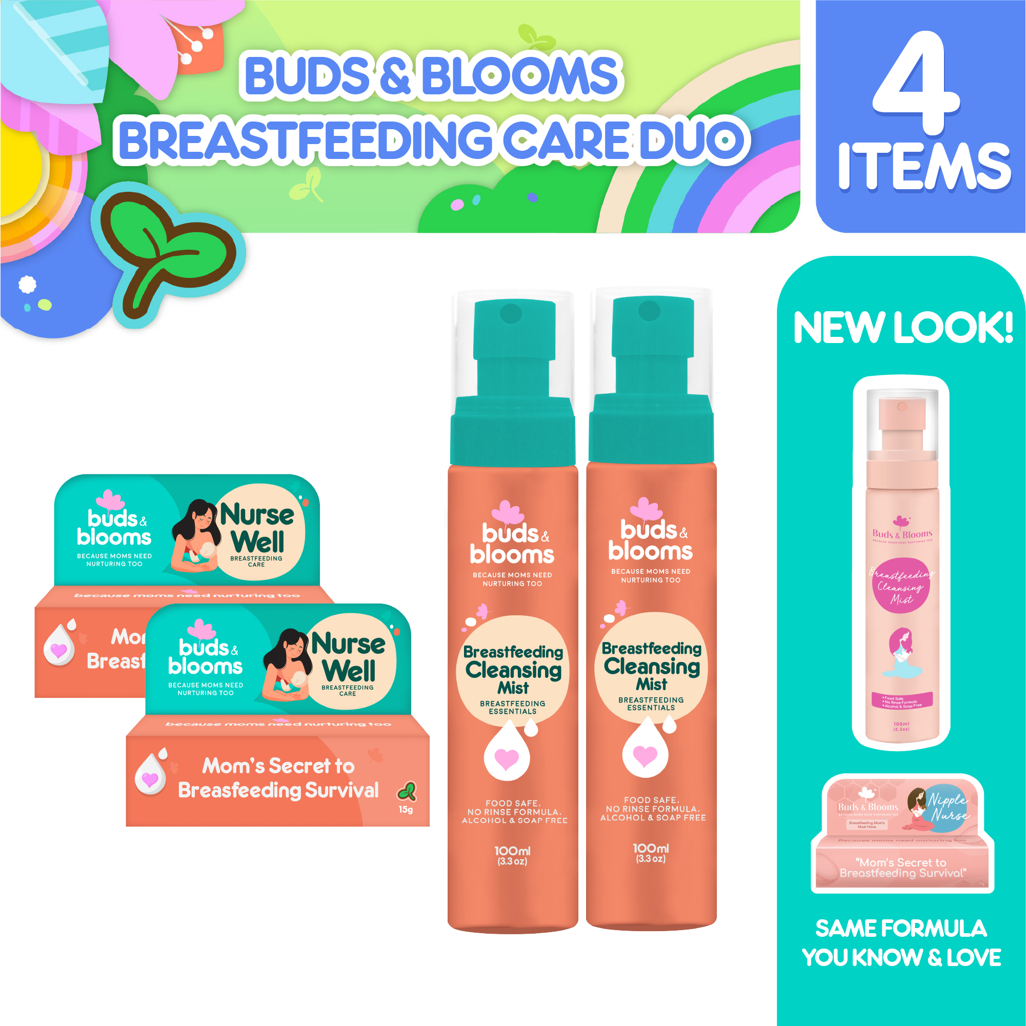 Buds & Blooms Breastfeeding Care Duo- Set of 4